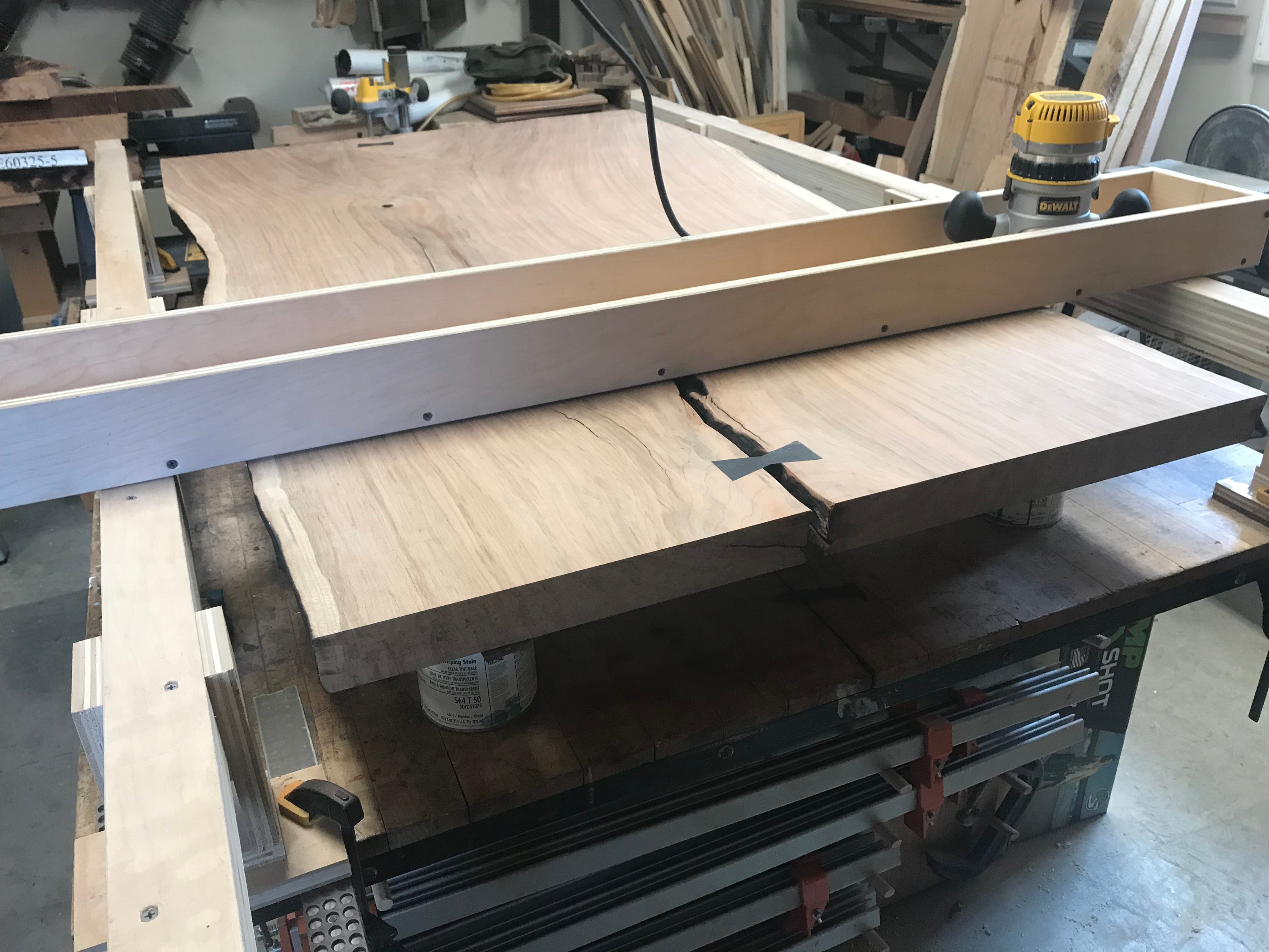 Flattening Live Edge Slabs